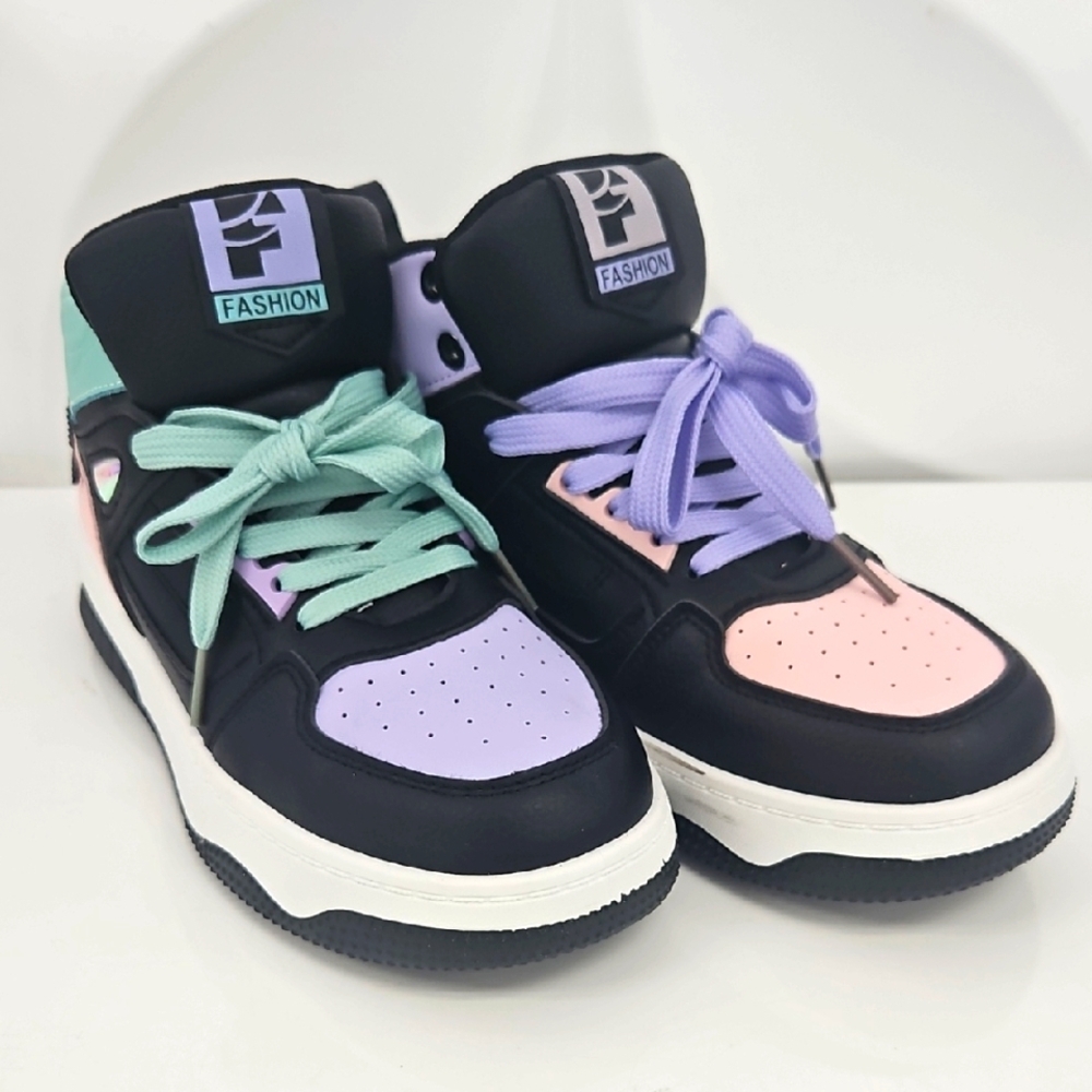 Womens High-Top Sneakers - Black, Pink, Purple, Green